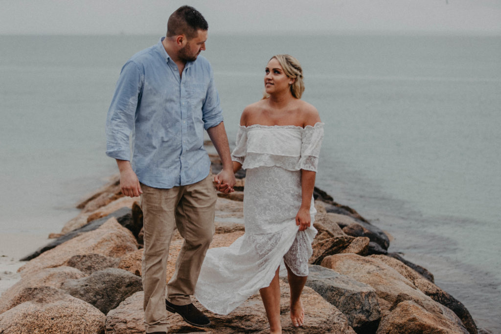 Rainy Cape Cod Engagement Session in Falmouth, Massachusetts