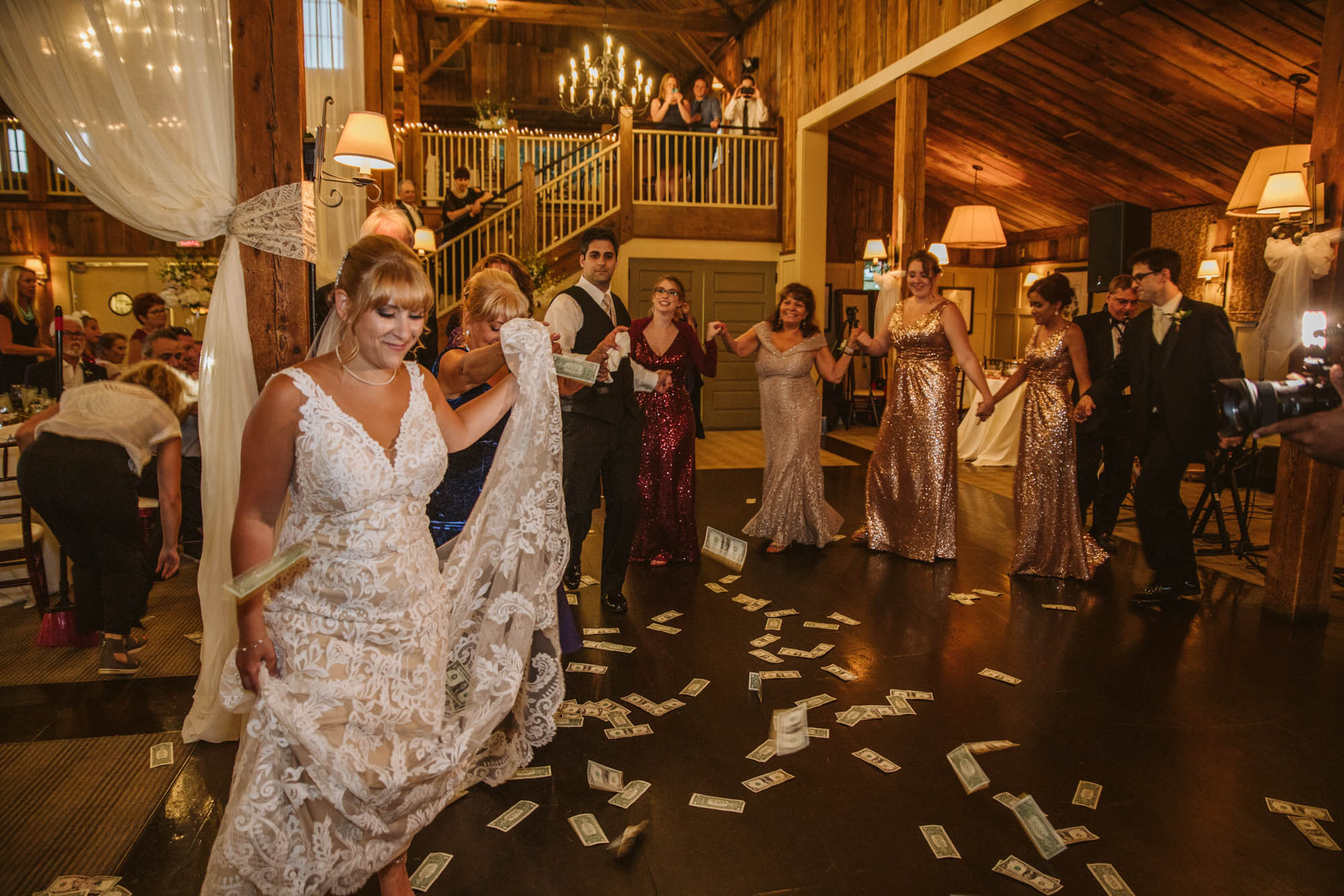 greek dancing greek wedding ceremony barn at gibbet hill